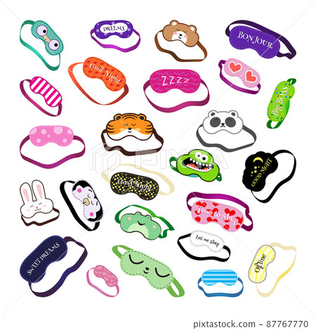 Collection of sleep masks in flat style. 87767770