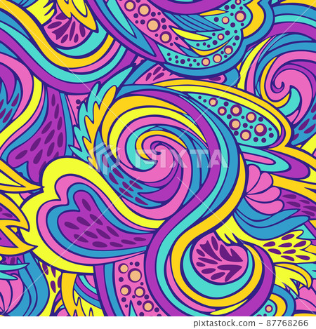 Funky colorful seamless psychedelic texture for decoration and design. 87768266