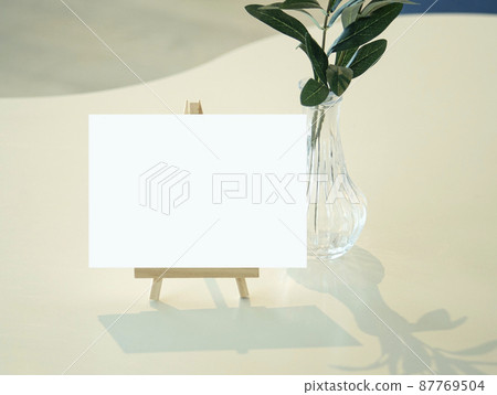 Card mock-up on cozy indoor background 87769504