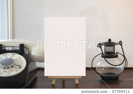 Vintage phone and card mockup Vintage phone and card mockup 87769511