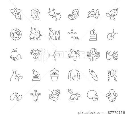 Set of vector line icons of biology for modern... - Stock Illustration ...