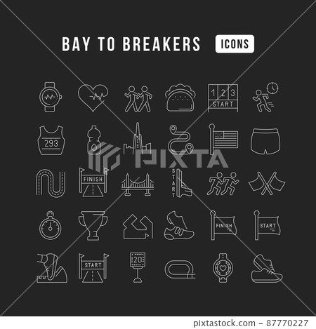 Bay to Breakers. Collection of perfectly thin icons for web design, app, and the most modern projects. The kit of signs for category Holidays. 87770227