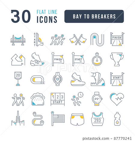 Bay to Breakers. Collection of perfectly thin icons for web design, app, and the most modern projects. The kit of signs for category Holidays. 87770241