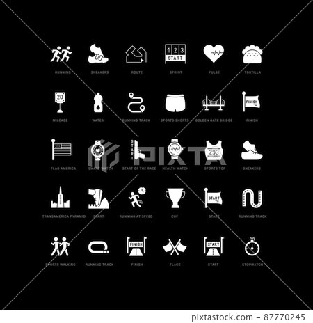 Bay to Breakers. Collection of perfectly simple monochrome icons for web design, app, and the most modern projects. Universal pack of classical signs for category Holidays. 87770245