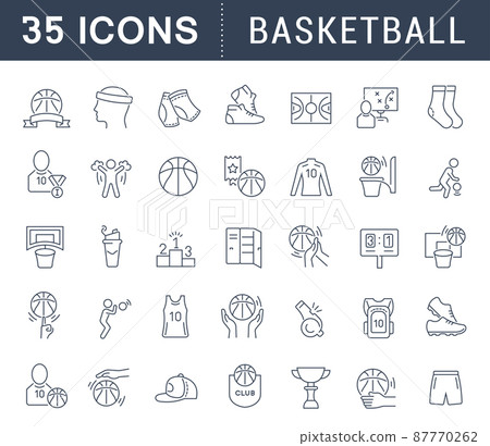 Set of vector line icons of basketball for modern concepts, web and apps. 87770262