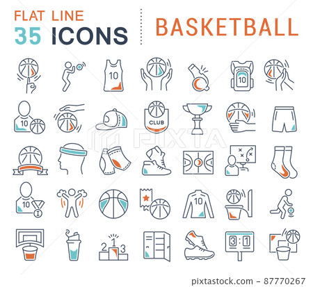 Set of vector line icons of basketball for modern concepts, web and apps. 87770267