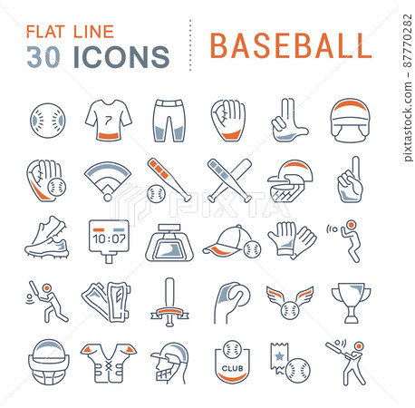 Set of vector line icons of baseball for modern concepts, web and apps. 87770282