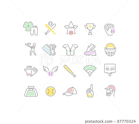 Collection linear icons of baseball. Collection linear icons of baseball. 87770324