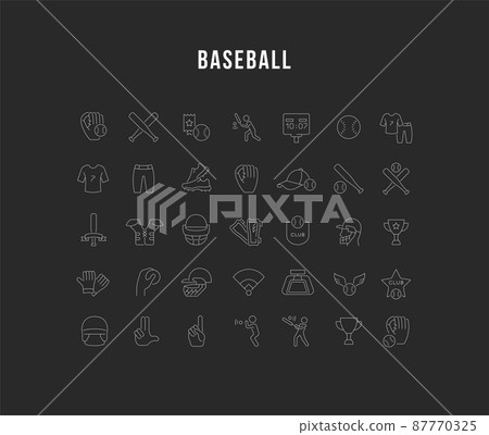 Collection linear icons of baseball. Collection linear icons of baseball. 87770325