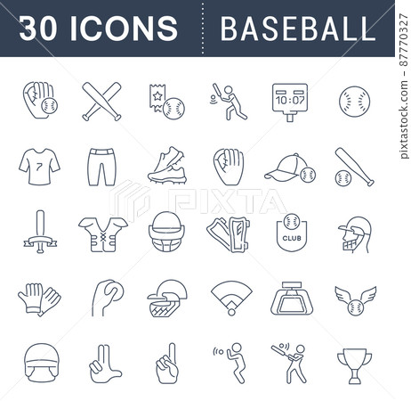 Set of vector line icons of baseball for modern concepts, web and apps. 87770327