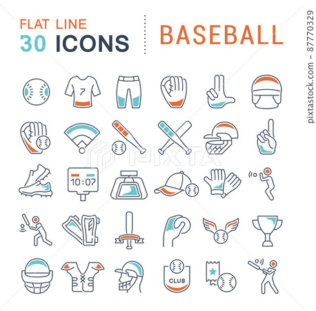 Set of vector line icons of baseball for modern... - Stock Illustration ...