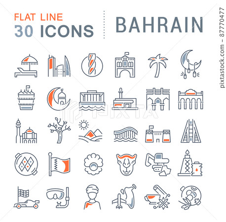 Set of vector line icons of Bahrain for modern concepts, web and apps. 87770477