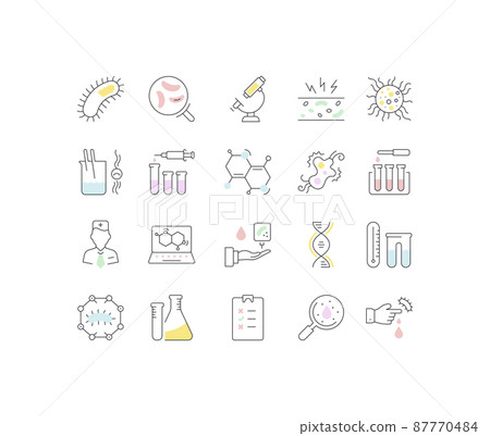 Set vector line icons, sign and symbols in flat design of bacteria and virus with elements for mobile concepts and web apps. Collection modern infographic logo and pictogram. Set vector line icons, sign and symbols in flat design of bacteria and virus with elements for mobile concepts and web apps. Collection modern infographic logo and pictogram. 87770484