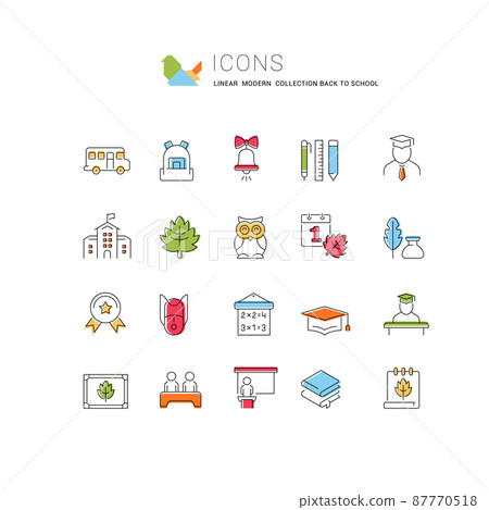 Set of vector line icons of back to school for modern concepts, web and apps. 87770518