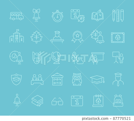 Set of vector line icons of back to school for modern concepts, web and apps. 87770521