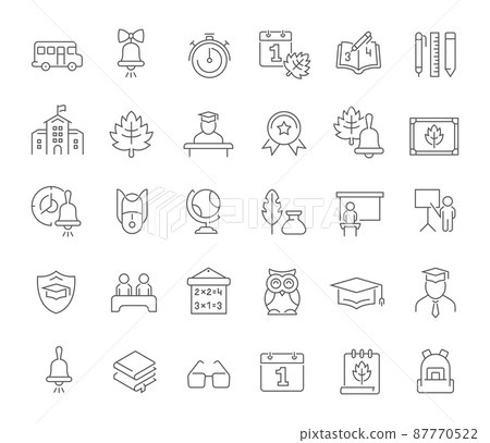 Set of vector line icons of back to school for modern concepts, web and apps. Set of vector line icons of back to school for modern concepts, web and apps. 87770522