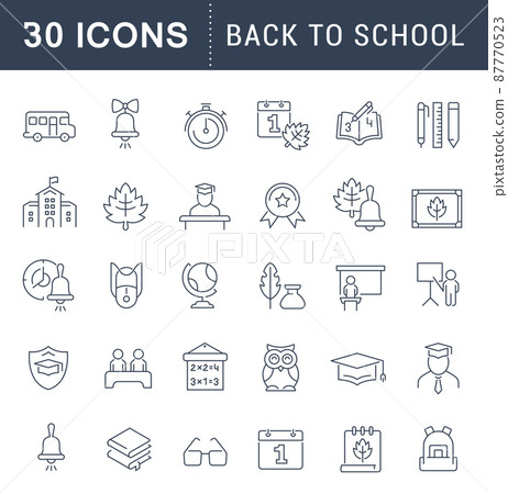 Set of vector line icons of back to school for modern concepts, web and apps. Set of vector line icons of back to school for modern concepts, web and apps. 87770523