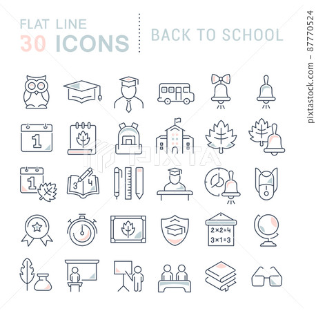 Set of vector line icons of back to school for modern concepts, web and apps. Set of vector line icons of back to school for modern concepts, web and apps. 87770524