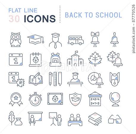 Set of vector line icons of back to school for modern concepts, web and apps. Set of vector line icons of back to school for modern concepts, web and apps. 87770526