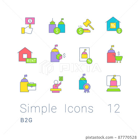 Collection simple icons of b2g on a white background. Modern color signs for websites, mobile apps, and concepts Collection simple icons of b2g on a white background. Modern color signs for websites, mobile apps, and concepts 87770528