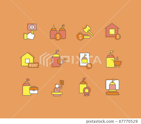 Collection simple icons of b2g on an orange background. Modern color signs for websites, mobile apps, and concepts Collection simple icons of b2g on an orange background. Modern color signs for websites, mobile apps, and concepts 87770529