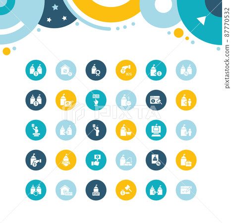 Collection simple icons of b2g on color circles. Modern white signs for websites, mobile apps, and concepts 87770532