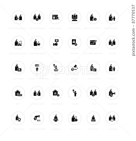 Collection simple icons of b2g on a white background with names. Modern black and white signs for websites, mobile apps, and concepts Collection simple icons of b2g on a white background with names. Modern black and white signs for websites, mobile apps, and concepts 87770537