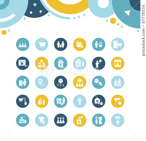 Collection simple icons of b2c on color circles. Modern white signs for websites, mobile apps, and concepts 87770555