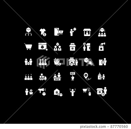 Collection simple icons of b2c on a black background. Modern white signs for websites, mobile apps, and concepts Collection simple icons of b2c on a black background. Modern white signs for websites, mobile apps, and concepts 87770560