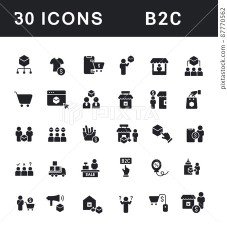 Collection simple icons of b2c on a white background. Modern black and white signs for websites, mobile apps, and concepts 87770562
