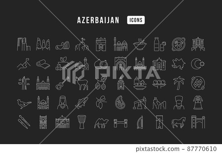 Azerbaijan. Collection of perfectly thin icons for web design, app, and the most modern projects. The kit of signs for category Countries and Cities. 87770610