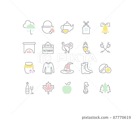 Collection linear icons of autumn. Collection linear icons of autumn. 87770619