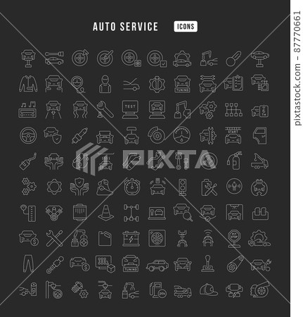 Auto Service. Collection of perfectly thin icons for web design, app, and the most modern projects. The kit of signs for category Transport. 87770661