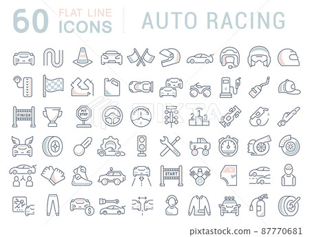 Set of vector line icons of auto racing for modern concepts, web and apps. Set of vector line icons of auto racing for modern concepts, web and apps. 87770681