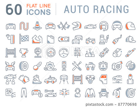 Set of vector line icons of auto racing for modern concepts, web and apps. 87770698