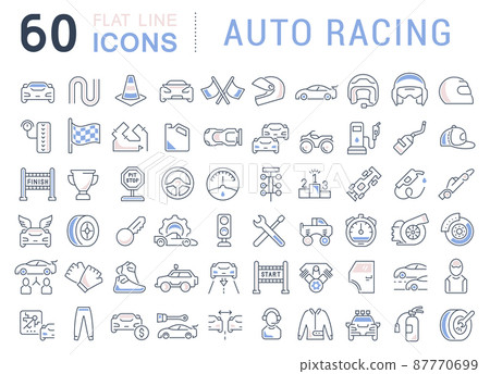 Set of vector line icons of auto racing for modern concepts, web and apps. 87770699