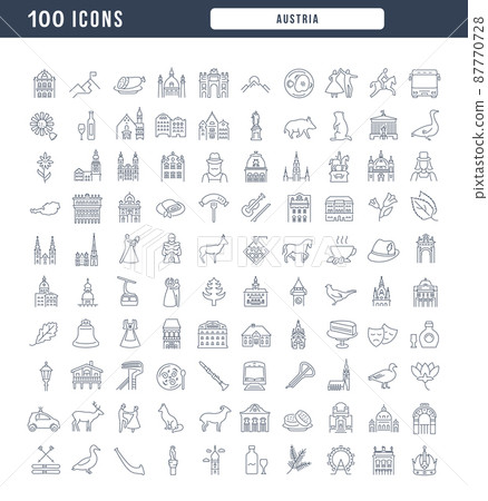 Austria. Collection of perfectly thin icons for web design, app, and the most modern projects. The kit of signs for category Cities and Countries. Austria. Collection of perfectly thin icons for web design, app, and the most modern projects. The kit of signs for category Cities and Countries. 87770728