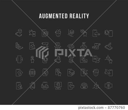 Set of linear icons of augmented reality. 87770760