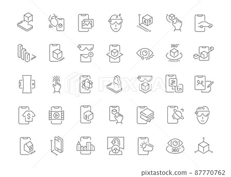Set of vector line icons of augmented reality for modern concepts, web and apps. Set of vector line icons of augmented reality for modern concepts, web and apps. 87770762