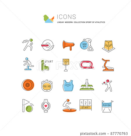 Set of vector line icon of sport of athletics for modern concepts, web and apps. Set of vector line icon of sport of athletics for modern concepts, web and apps. 87770763