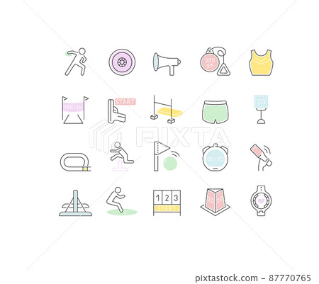 Set of vector line icon of sport of athletics for modern concepts, web and apps. Set of vector line icon of sport of athletics for modern concepts, web and apps. 87770765