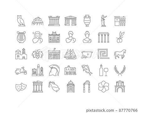 Athens. Collection of perfectly thin icons for web design, app, and the most modern projects. The kit of signs for category Countries and Cities. Athens. Collection of perfectly thin icons for web design, app, and the most modern projects. The kit of signs for category Countries and Cities. 87770766