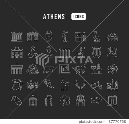 Athens. Collection of perfectly thin icons for web design, app, and the most modern projects. The kit of signs for category Countries and Cities. Athens. Collection of perfectly thin icons for web design, app, and the most modern projects. The kit of signs for category Countries and Cities. 87770768