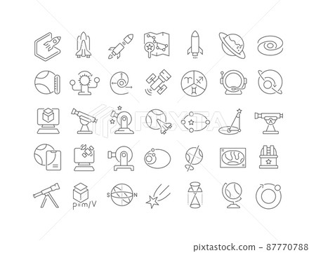 Astronomy. Collection of perfectly thin icons for web design, app, and the most modern projects. The kit of signs for category Education. 87770788