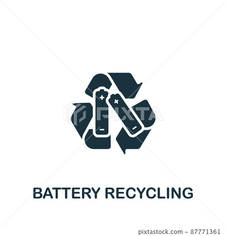 Battery Recycling icon. Monochrome simple icon for templates, web design and infographics 87771361