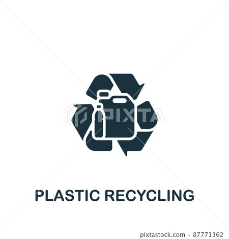Plastic Recycling icon. Monochrome simple icon for templates, web design and infographics 87771362