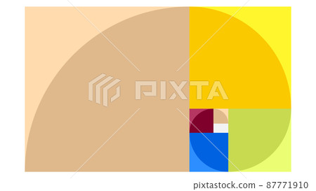顯示黃金比例的抽象插圖（白色背景、矢量、剪裁） 87771910