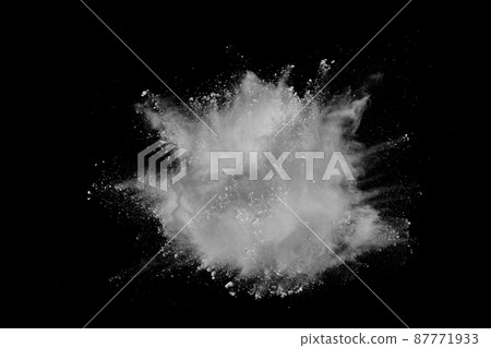 White powder explosion on black background. Colored cloud. Colorful dust explode. Paint Holi. White powder explosion on black background. Colored cloud. Colorful dust explode. Paint Holi. 87771933