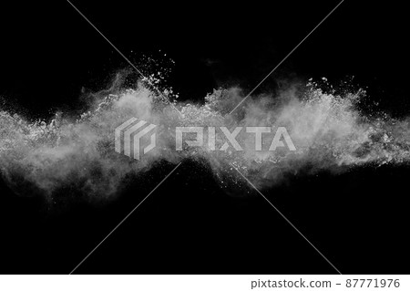 White powder explosion on black background. Colored cloud. Colorful dust explode. Paint Holi. 87771976