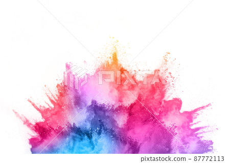 abstract powder splatted background. Colorful powder explosion on white background. abstract powder splatted background. Colorful powder explosion on white background. 87772113